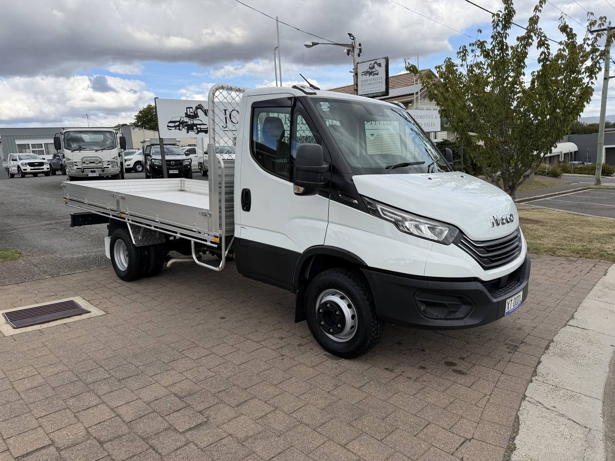 White Iveco Daily cab chassis with alloy tray, sold by Streets Automotives in Deloraine